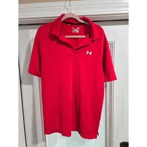 Under Armour Mens HeatGear Loose Fit Short Sleeve Polo Shirt Red Large LG